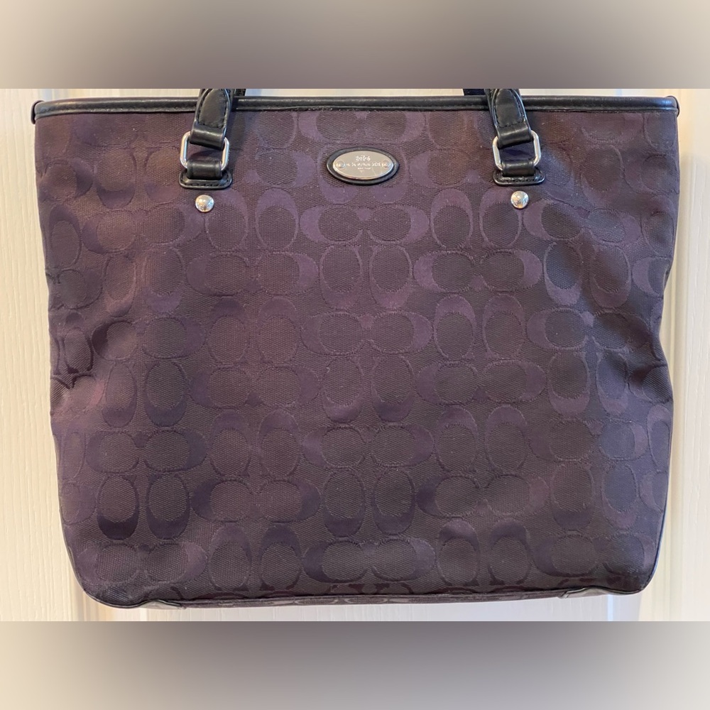 Coach Signature Logo Tote/Weekender with Leather Trim and Straps